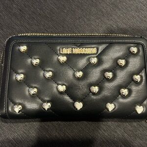 Love Moschino Black Heart-Studded Wallet